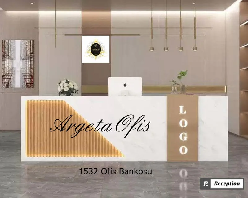 1532 Güzellik Salonu Bankoları - Marmo_Beyaz Mermer ve Safir Meşe renklerindedir. 1532 Güzellik Salonu Bankoları