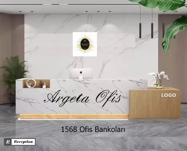 1568 Güzellik Salonu Bankoları - Marmo_Beyaz Mermer ve Safir Meşe renklerindedir. 1568 Güzellik Salonu Bankoları