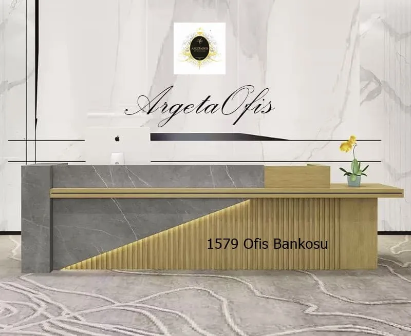 1579 Güzellik Salonu Bankoları - bambu ve Lagina_Gri Mermer renklerindedir. 1579 Güzellik Salonu Bankoları
