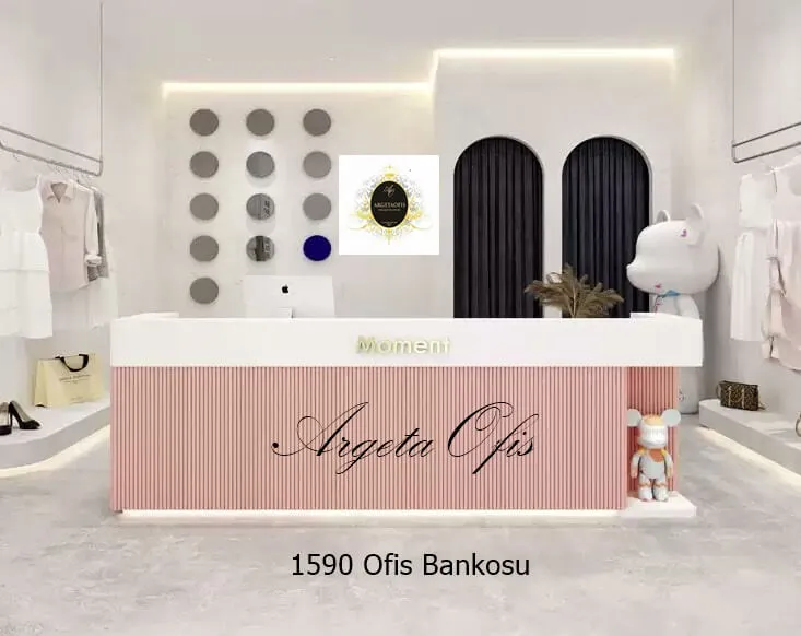 1589 Güzellik Salonu Bankoları - Safir Meşe ve Lagina_Gri Mermer renklerindedir. 1589 Güzellik Salonu Bankoları