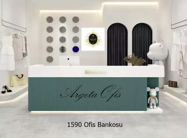 1589 Güzellik Salonu Bankoları - Nil Ceviz ve Lagina_Gri Mermer renklerindedir. 1589 Güzellik Salonu Bankoları