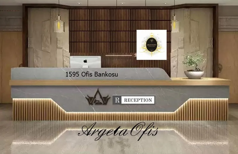1594 Güzellik Salonu Bankoları - Marmo_Beyaz Mermer ve Safir Meşe renklerindedir. 1594 Güzellik Salonu Bankoları