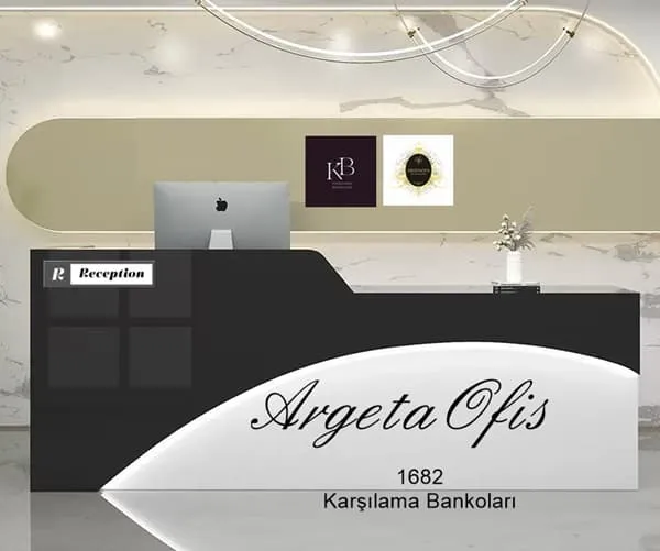 1681 Güzellik Salonu Bankoları - Beyaz ve Safir Meşe renklerindedir. 1681 Güzellik Salonu Bankoları